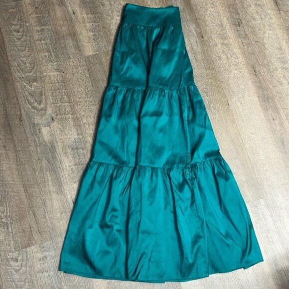 Theory | 100% Silk Maxi Skirt Emerald Green - Picture 1 of 4